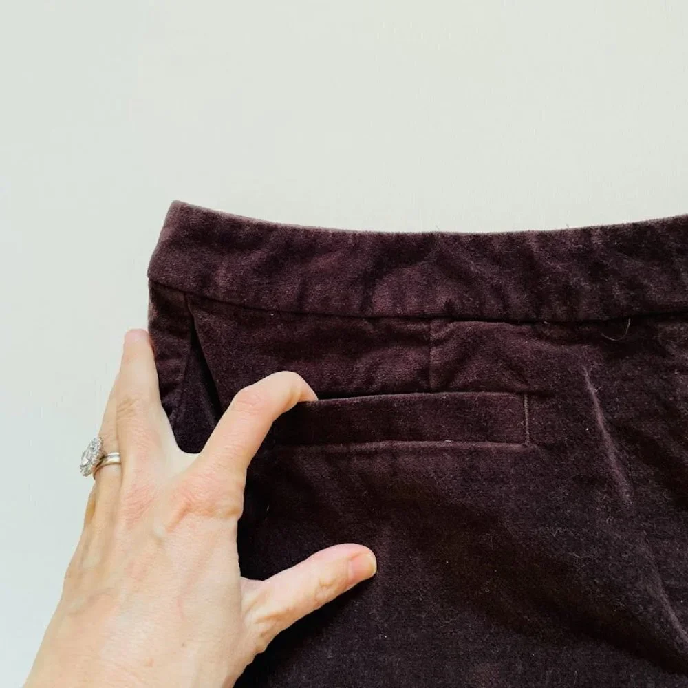 Talbots Pants Trouser Velvet Soft Stretch Brown Marron Winter Straight Petite 6